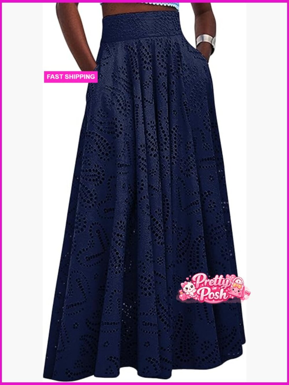 A-Line High Waisted Maxi Skirt with Pockets